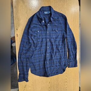 Polo Ralph Lauren Classic Navy Red Plaid Long Sleeve Button Up  - S 15/42in